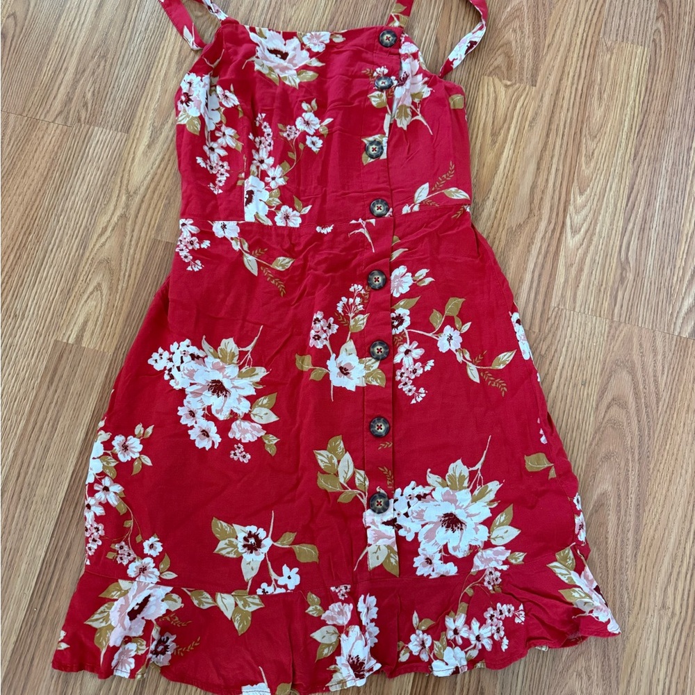 Floral Red Dress